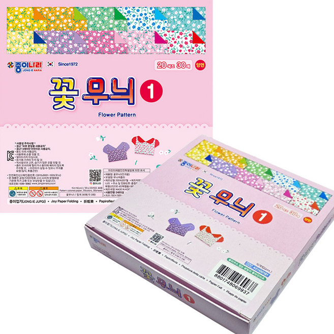 종이나라 꽃무늬 1번 색종이, 30매, 10개