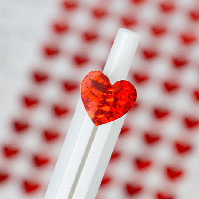 위시스튜디오 블링 하트 홀로그램 스티커 10매입, 1개, 레드