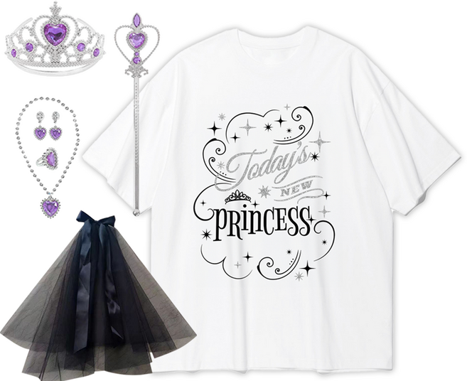 말랑마쥬 벌스데이 프린세스 생일파티 베일공주 어깨띠 세트, 1개, 공주kit(바이올렛)_블랙_3XL