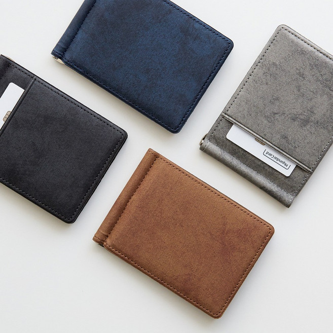 [무료각인] 이니셜 가죽 머니클립 지갑 애쉬