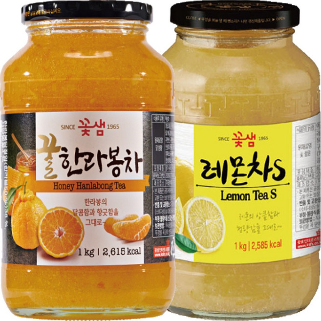꽃샘 꿀한라봉차S 1kg + 꿀모과차 1kg, 2개, 1개입