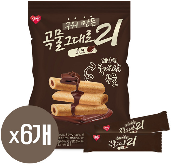 곡물그대로21 크리스피롤 초코, 6개, 150g