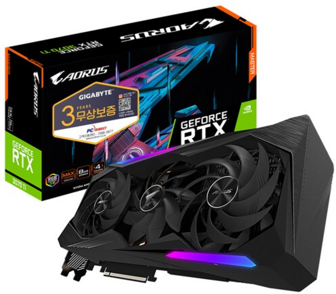 GIGABYTE AORUS 지포스 RTX 3070 Ti MASTER D6X 8GB 피씨디렉트 중고