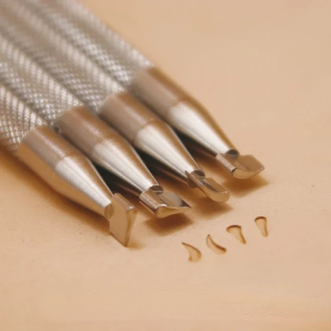 가죽 조각 펀치 가장자리 패턴 304 스테인레스 스틸 공예 스탬퍼 인쇄 도구 세트당 개, 01 4pcs set