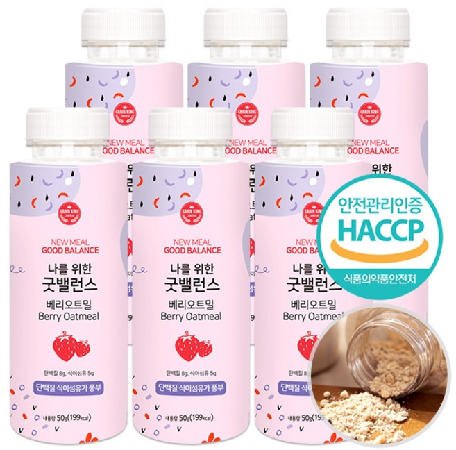 기타 간편 오트밀 쉐이크 굿밸런스 6개 식사대용 단백질 식이섬유 두리두리, 굿밸런스 그레인 6입 1박스, 50g