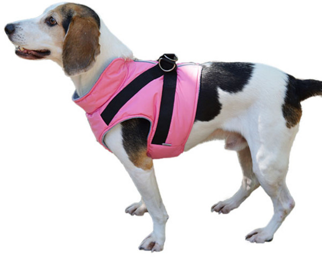 RealPet 대형견 숏패딩 하네스, Pink, 1개