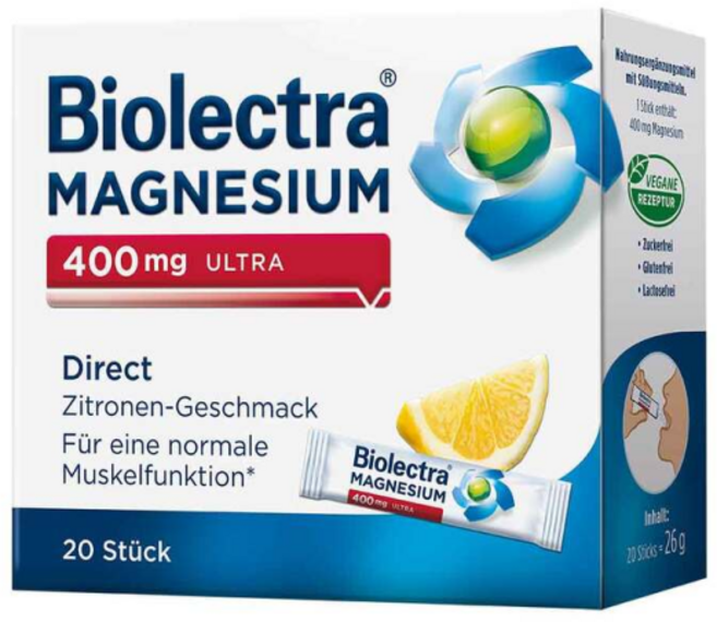 바이오렉트라 마그네슘 400mg 울트라 다이렉트 레몬, 20회분, 1개