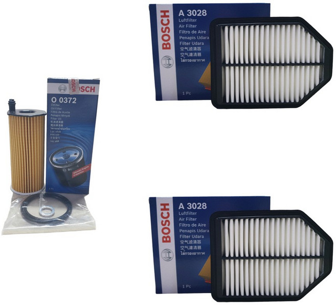 보쉬 엔진오일교환 필터 셋트 G80 RG3 20년3- 3.5 T 오일필터+에어클리너 O0372+A3028+A3028, 오일필터+에어필터/O0372 1개+A3028 2개, 1세트
