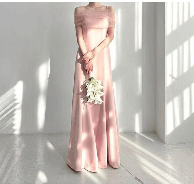 블랙드레스 스냅 빅사이즈 핑크 촬영용드레스 새틴 결혼식2부 피로연