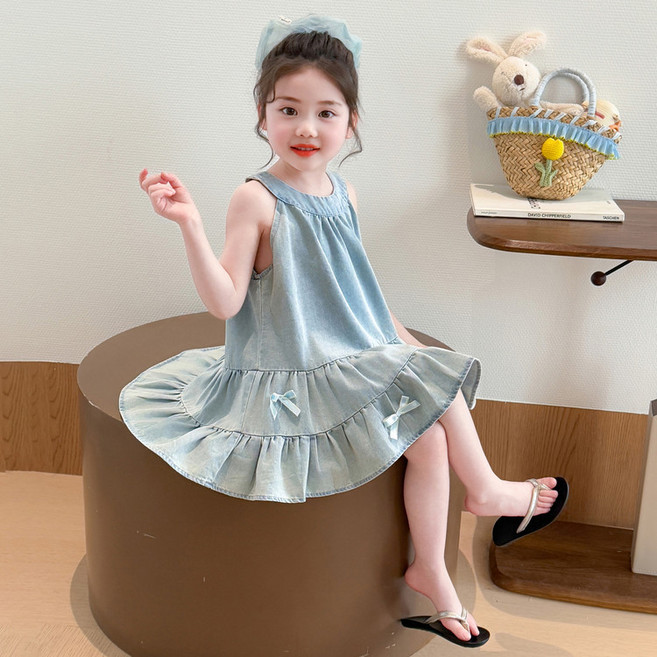 밀크봉봉 티요크 여름 여아 아동 데님 원피스