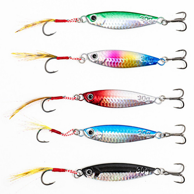 메탈지그 루어 고등어 우럭 볼락 광어 참돔 대삼치 방어 부시리 농어 미끼, 5개, 30g, 혼합색상