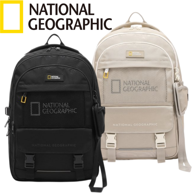 [매장 정품] 내셔널지오그래픽 남녀공용 백팩 노트북가방 여행가방 신학기 책가방 선물 중고등 직장인 일상 여행, 1개, 학생은블랙(단품)