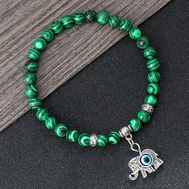 나자르본주 악마의눈 이블아니 팔찌 터키 행운 천연석 녹색 말라카이트 구슬 눈 펜던트 기도 요가 6종
