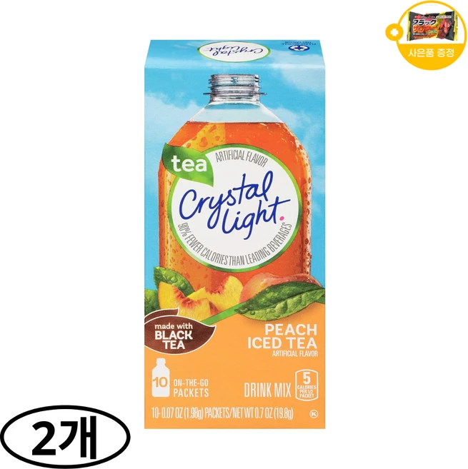 크리스탈라이트 아이스티 에이드 피치 망고 그린티 사은품 추가증정, 2.32g, 2개, 10개입 - 쿠팡