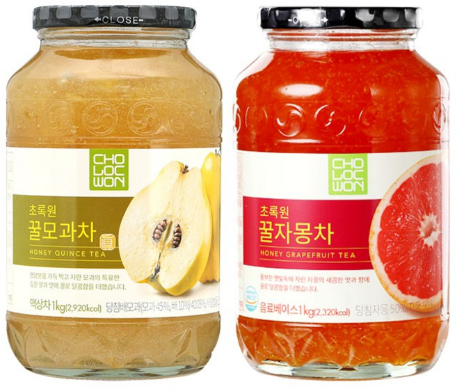 초록원 꿀모과차 +꿀자몽차 (2kg), 1kg, 1개