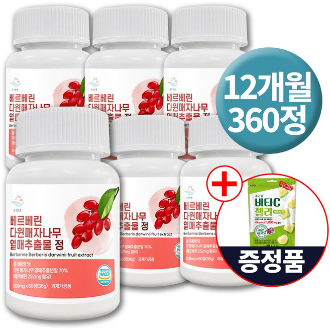종근당 비타민C+로즈힙 베르베린 구기자 링곤베리 다윈매자나무 열매추출물, 1개, 360정