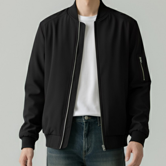 에쉬울프 배색 소매 지퍼 블루종 점퍼 집업 자켓