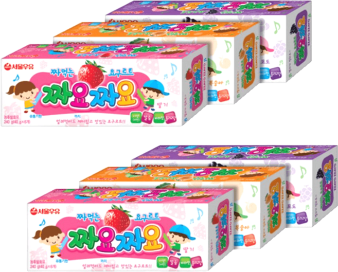 짜요짜요 요구르트 딸기 포도 복숭아 각 2개 (총 6박스), 기본선택, 240g