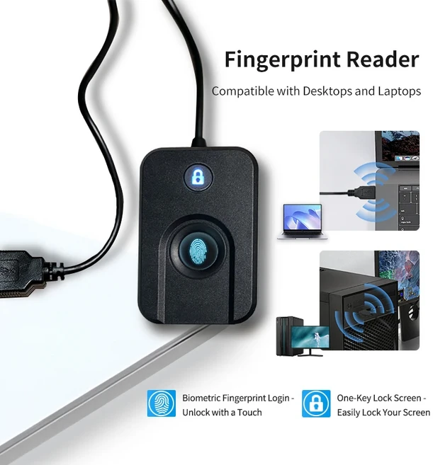 Windows 10 헬로 및 보안 키 세이프용 USB 리더 생체 인식 지문 로그인 잠금 화면 스캐너 모듈 장치, 01 FP100-LK