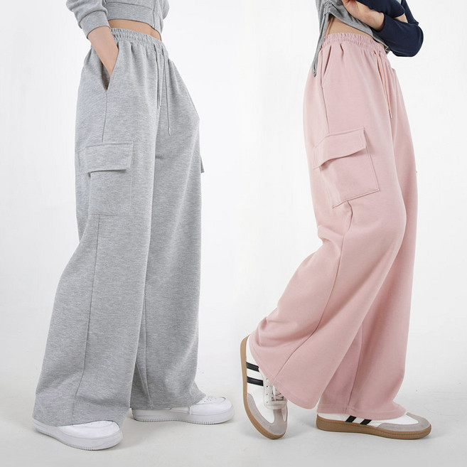 오버나인 여자 여성 기장선택 숏롱 와이드 카고 트레이닝 팬츠 바지