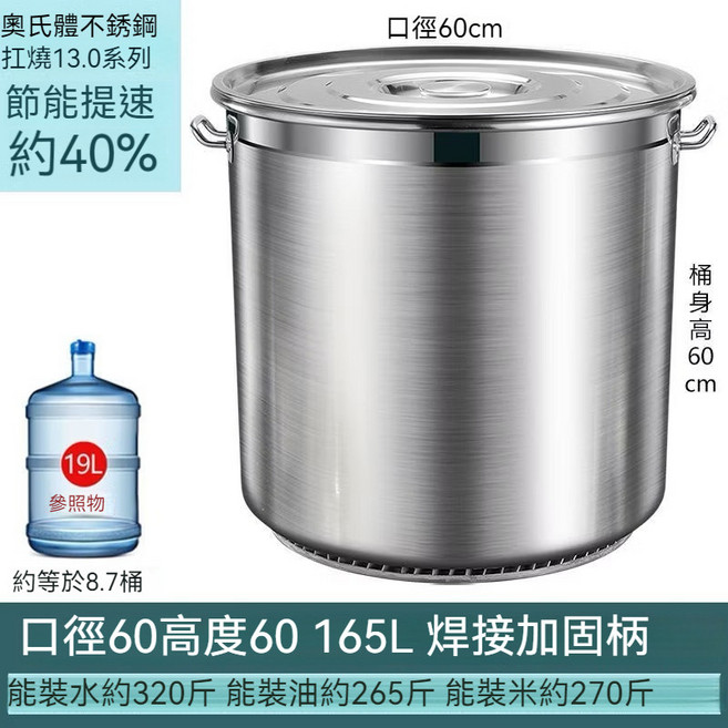 加厚不銹鋼湯桶 節能鍋 營業用 大湯鍋 滷燉鍋, 1個, 60CM節能桶[純鋁翅片底]