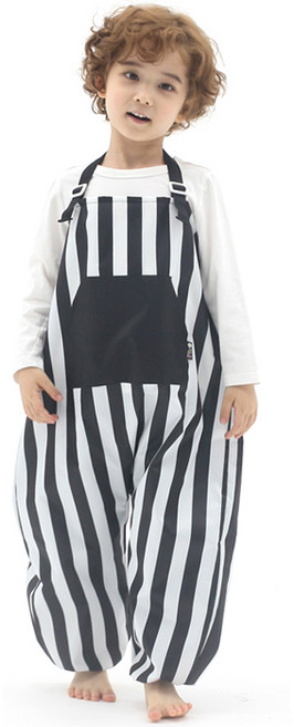 플리에 멜빵형 미술가운/모래놀이바지/갯벌체험옷, 블랙세로줄