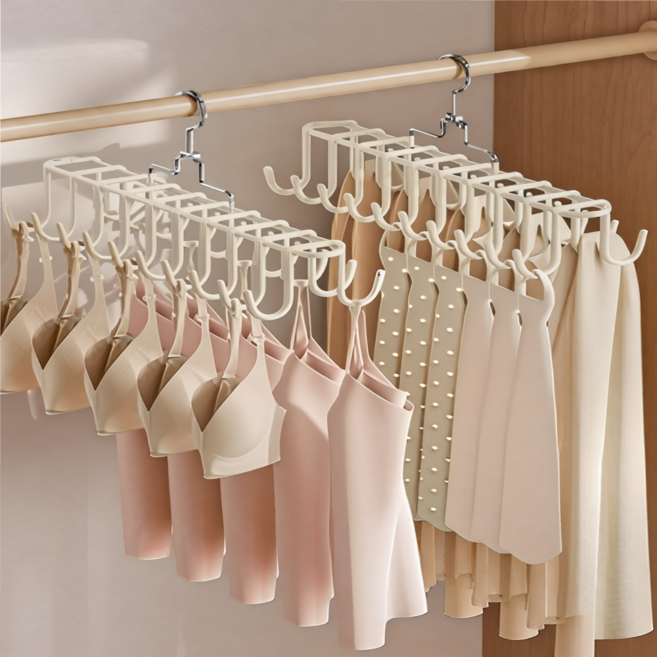 올리OLI 더블 행거 구조 회전식 스카프 나시 속옷 넥타이 정리 다용도 걸이, 크리미 베이지, 1개