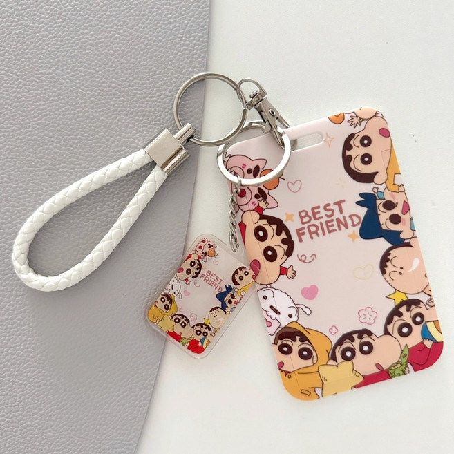 짱구는못말려 귀여운 캐릭터 사원증 카드 케이스 분실방지 키링 일체형 버스카드 홀더