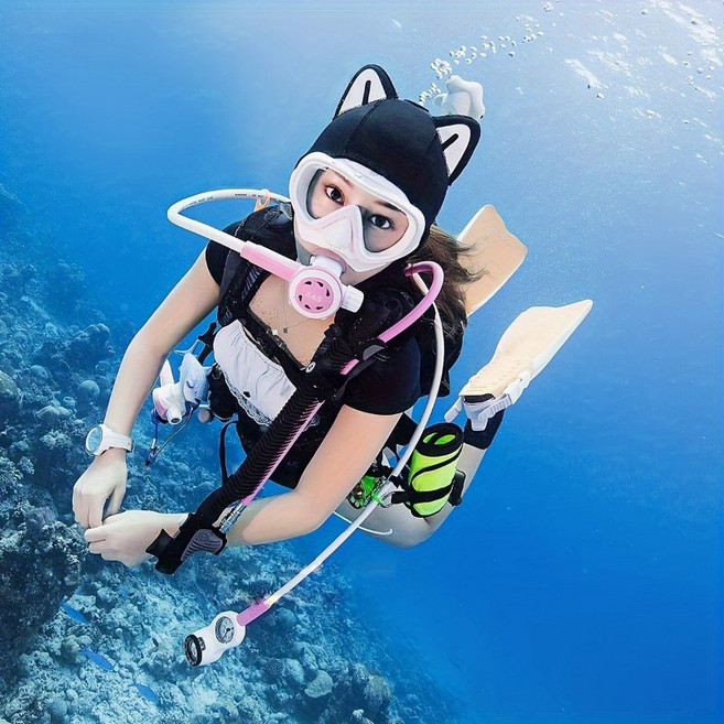 프리다이빙 모자 스노쿨링 잠수 서핑 수영 스쿠버다이빙 후드 네오프렌 캣츠 헤어밴드, 화이트