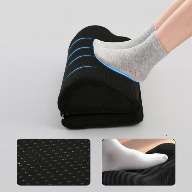 인체공학 사무용 폭신한 더블 레이어 쿠션 구름형 발받침대, 블랙