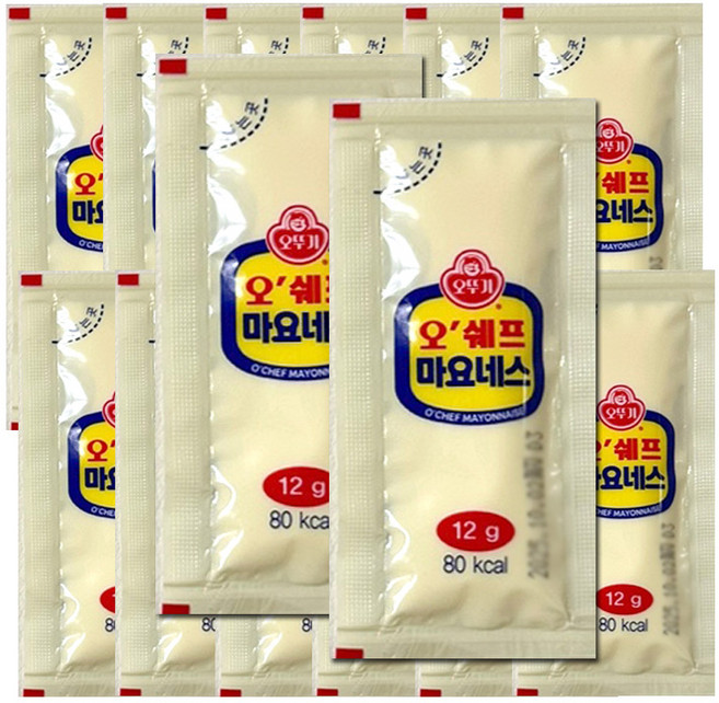 오뚜기 오쉐프 1회용 마요네즈 업소용 가정 휴대용 소스, 12g, 20개