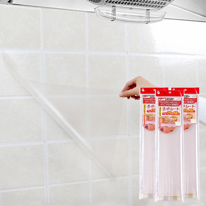 구디푸디 주방 벽 기름때 오염방지 투명 타일시트지 3P, 1개