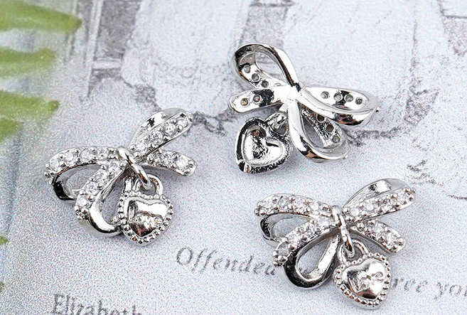 리본 댕글네일파츠 실버(5개), 1개, 실버