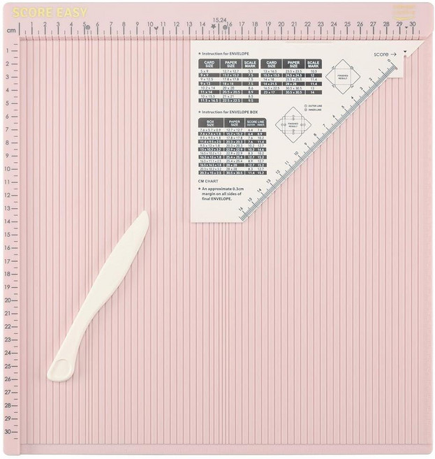Vaessen Creative 카드 제작 및 종이 공예용 뼈 폴더 및 가이드가 있는 스코어링 보드 핑크 30.5 x 30.5cm(12 x 12인치), Vaessen Creative 카드 제작 및 종이 공예