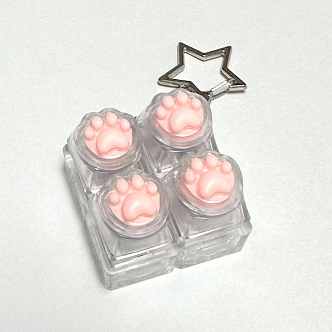 펫더월드 mbti 커스텀 청축 발바닥 키보드 별 키링 선물, 핑크, 1개