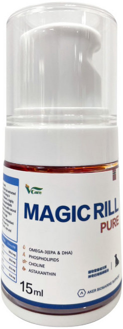 VCare MAGIC RILL PURE 南極磷蝦油 貓咪營養補充品, 1個, 15ml, 改善淚液/眼睛健康+腸道健康