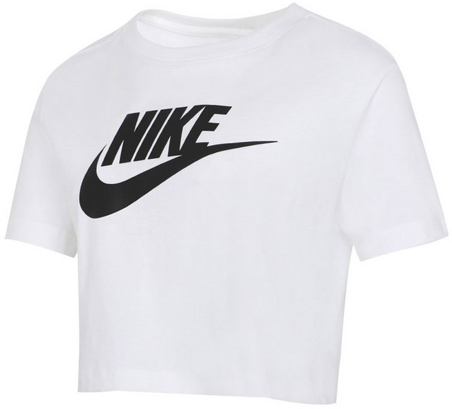 나이키 여성용 W NSW 티 ESSNTL CRP ICN FTRA 빅 로고 크롭 반소매 티셔츠 BV6176