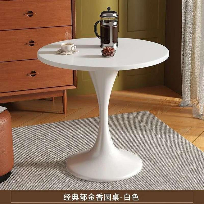 意式輕奢風圓形咖啡桌 80*75CM, 暖白色,80*75CM