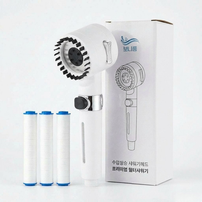 보니룸 프리미엄 고압 수압상승 필터 샤워기 헤드, 스노우 화이트, 1개
