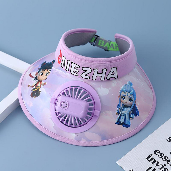 BAFC1857 귀여운 캐릭터 챙 모자 선풍기 모자 남아 여름 선캡 3단 풍속 챙 모자