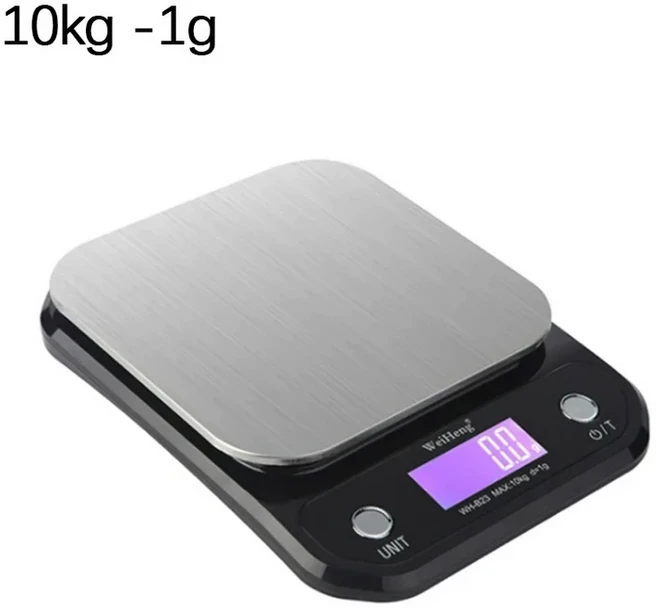전자 디지털 주방 체중계 고정밀 스테인리스 스틸 3kg 5kg 10kg 0.1g 1g 무게 체중계 요리용 백라이트 포함, 02 B23 10kg 1g
