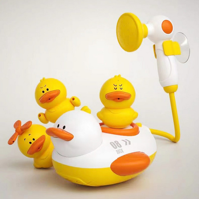 아기샤워기 오리삼총사 오리배 목욕놀이장난감, 1세트, 혼합색상