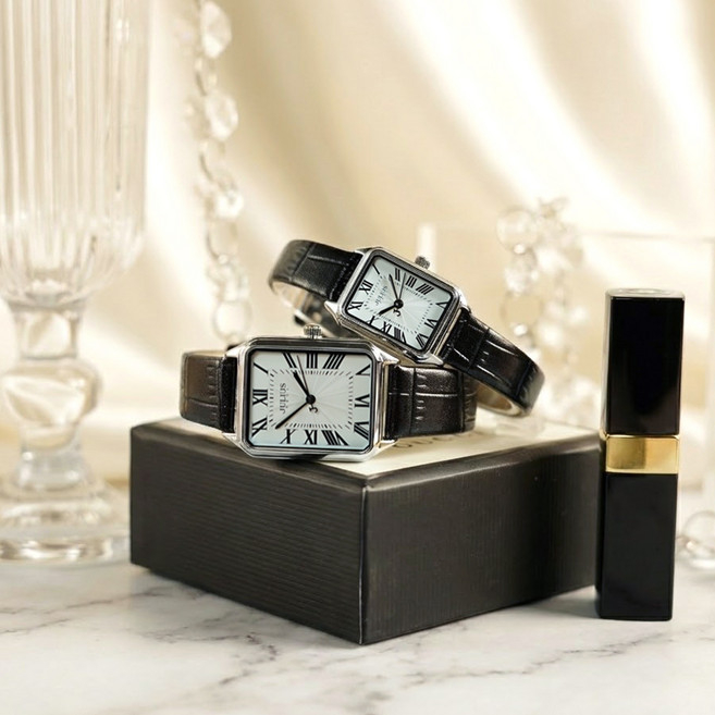 쥴리어스 사각 스퀘어 탱크 커플 가죽 손목시계 (남성/여성)