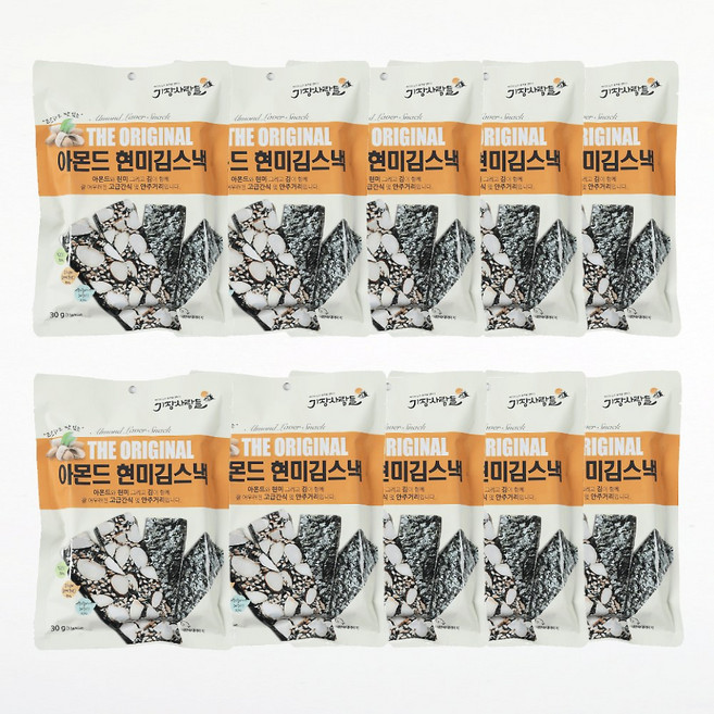기장사람들 아몬드 현미 김스낵 간식용 30g, 10개