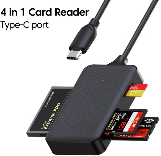 CF SD TF 마이크로 카드용 In USB Type 카드 리더기 윈드 메모리 스마트, 유형c, 1개