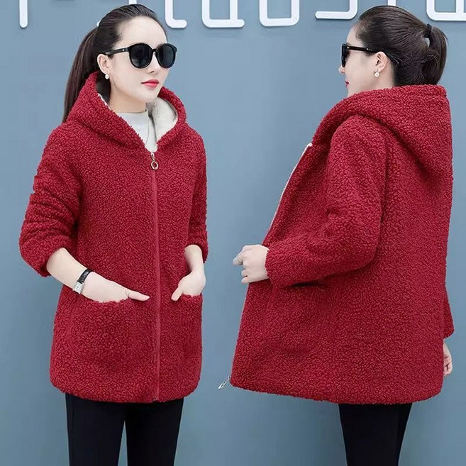 겨울 여성 루즈핏 기모 후리스 미디엄 코트 데일리 캐주얼 방한 기모 뽀글이 자켓 봄가을 롱아우터
