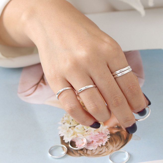 제이엠코 순은 실버 쌍가락지 2.5mm 1돈형 심플 베이직 은반지 은가락지