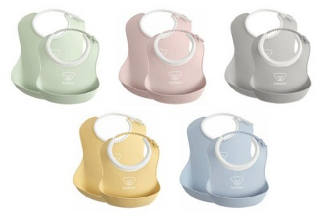 베이비뵨 베이비 빕 스타팅세트 / 이유식 턱받이, 파우더그린
