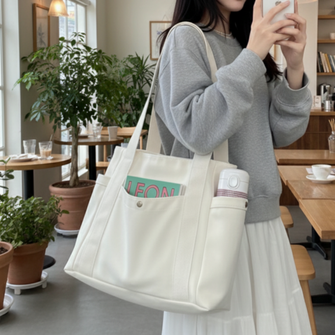 아르벤 넉넉한 수납 실용적 포켓 탄탄한 에코백