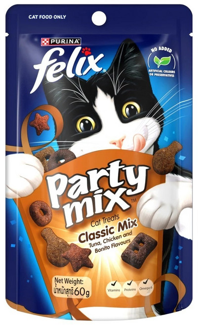 Felix Party Mix 喜躍 貓零食 貓咪潔牙餅乾 貓點心, 60g, 海陸三重奏, 1個